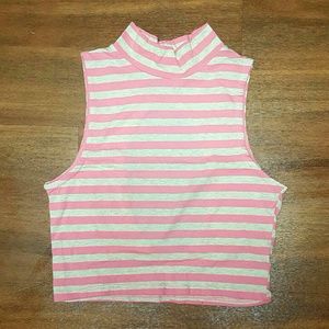Light Pink/White Stripe Crop Top